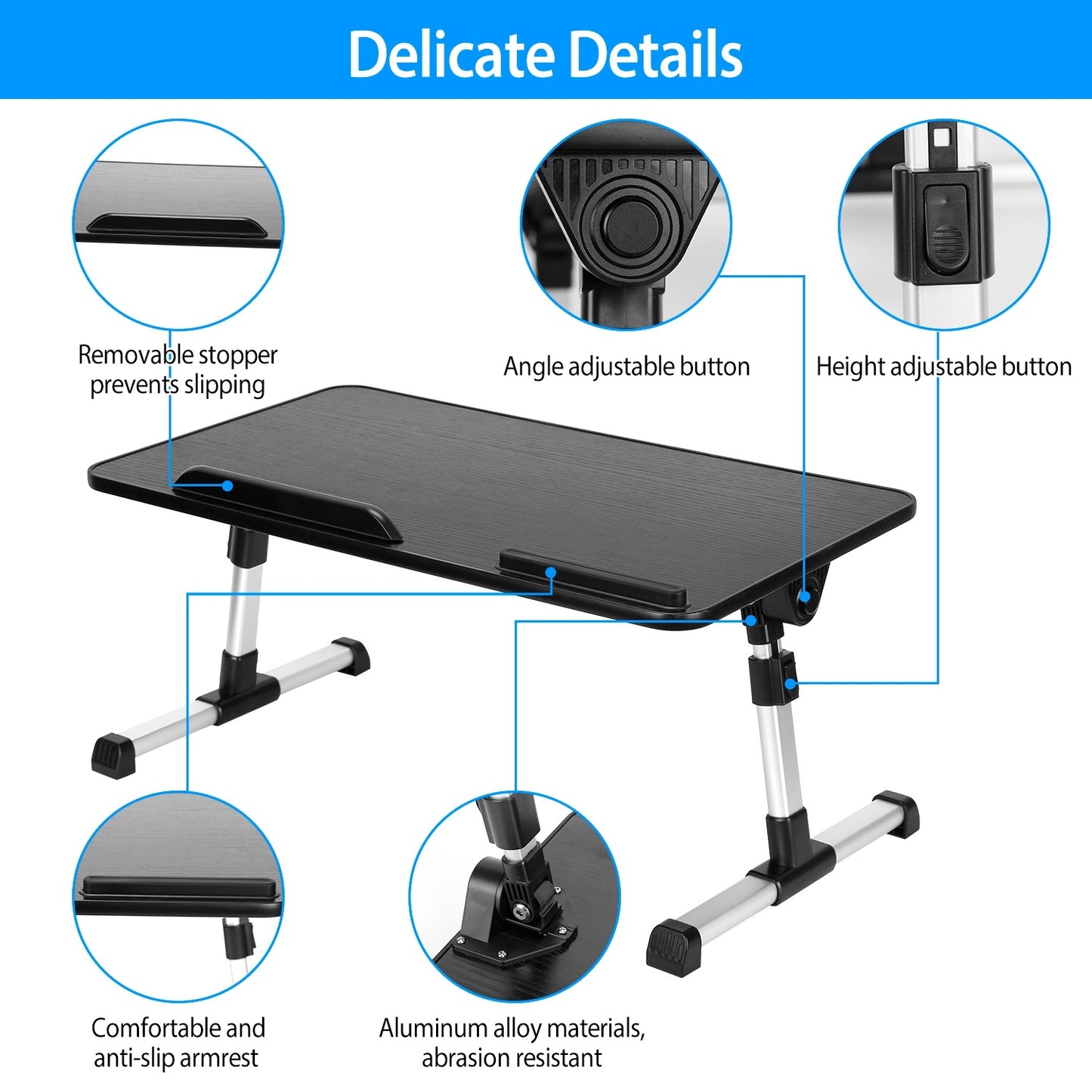 Foldable Laptop Stand Height Angle Adjust Notebook Bed Desk Breakfast Reading Table L Size