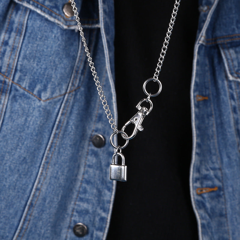 Carabiner Lock Pendant Necklace Simple Cute Necklaces Long Chain Fashion Jewelry Men and Women