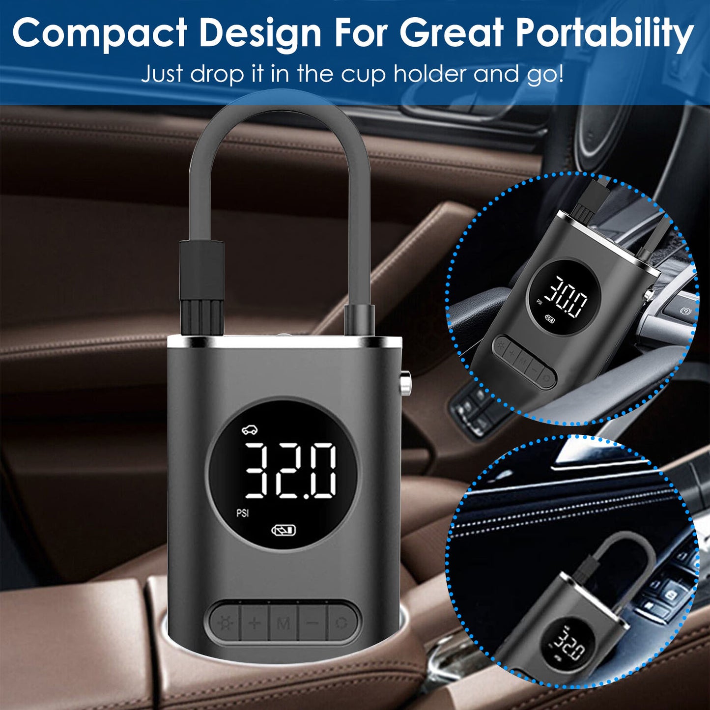 Car Tire Inflator Pump Portable Car Air Compressor Wireless Electric Air Pump 150 PSI with LED Light