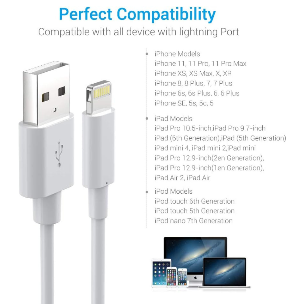 3 Pack iPhone Charger Cable 3 Ft Fast Data USB Cable for iPhone White 3ft