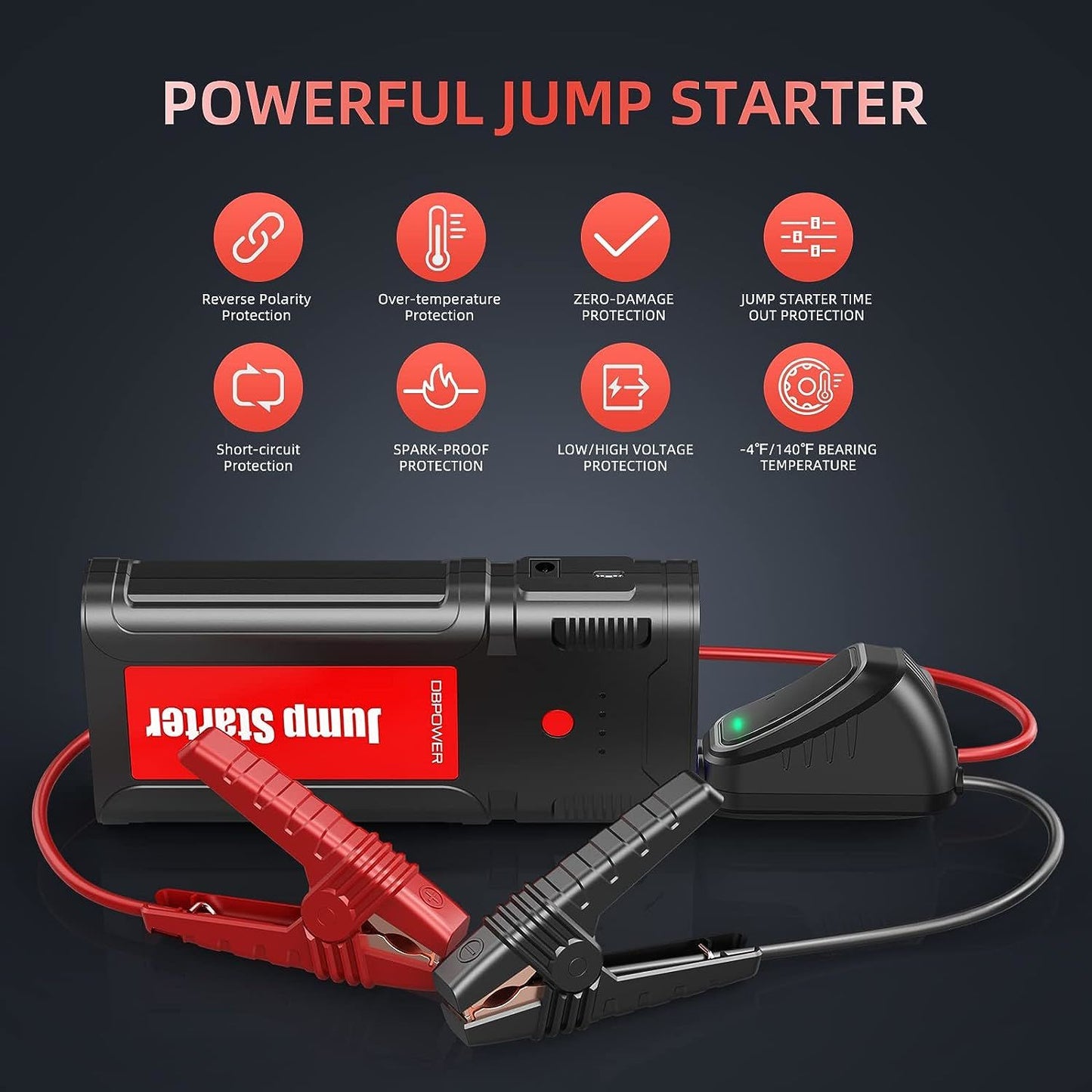 DBPOWER Car Battery Jump Starter 2500A 21800mAh - for up to 8.0L Gasoline/6.5L Diesel Engines, Portable 12V Auto Battery Booster, Power Pack, Quick Charging