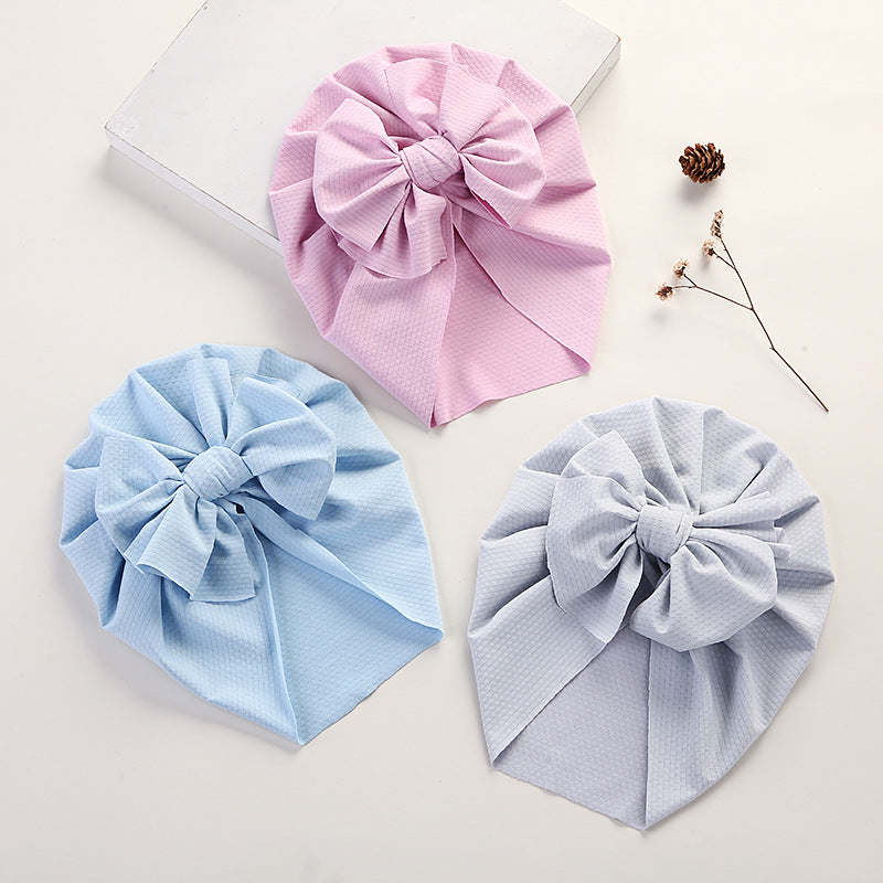 Baby Solid Color Ice Silk Fabric Big Bow Hats