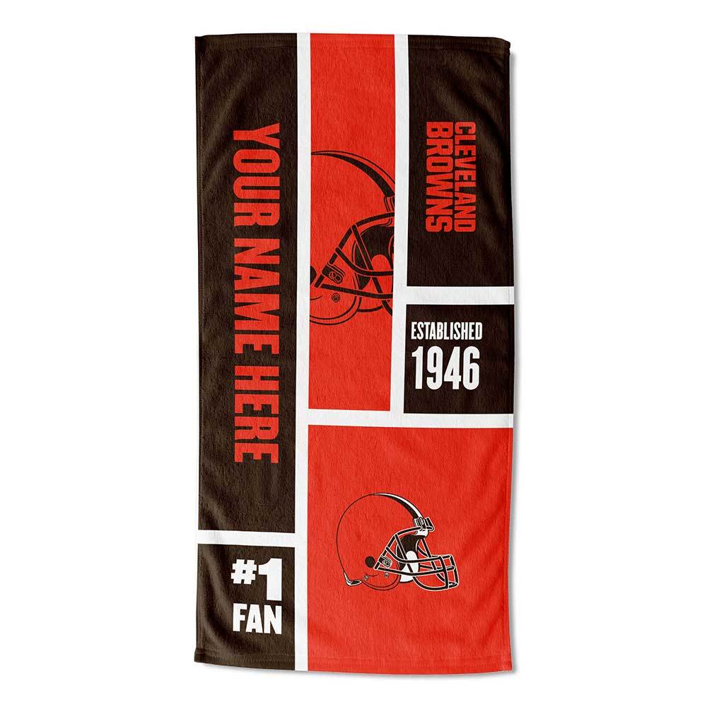 [Personalization Only] Browns Colorblock Personalized Beach Towel