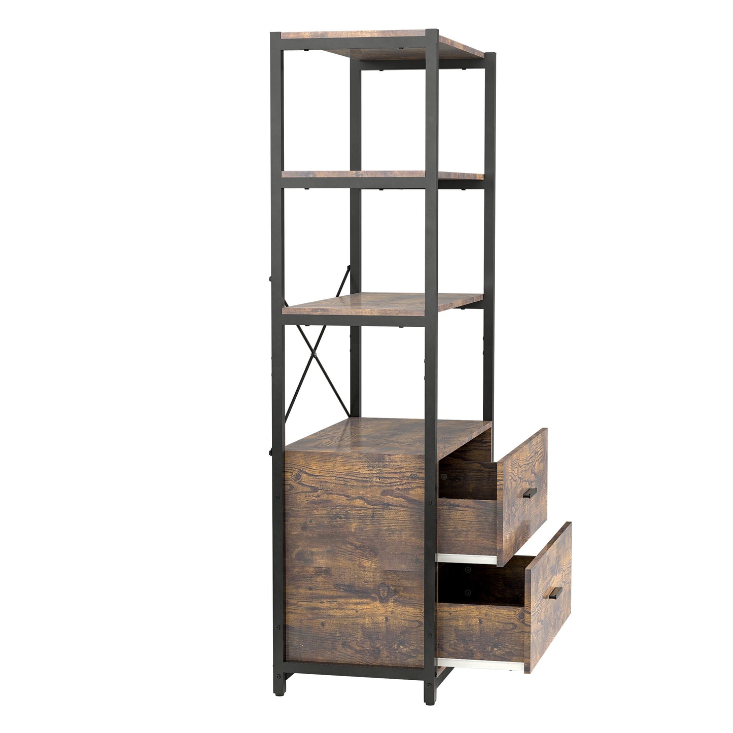 Industrial Wood Bookcase Retro Bookshelf Storage Display Rack Utility Book Shelf