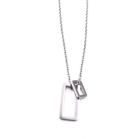 Trendy Necklace Simple Geometric Double Vertical Rectangle Outline Bar Necklace Fashion Chain Necklace for Men Women