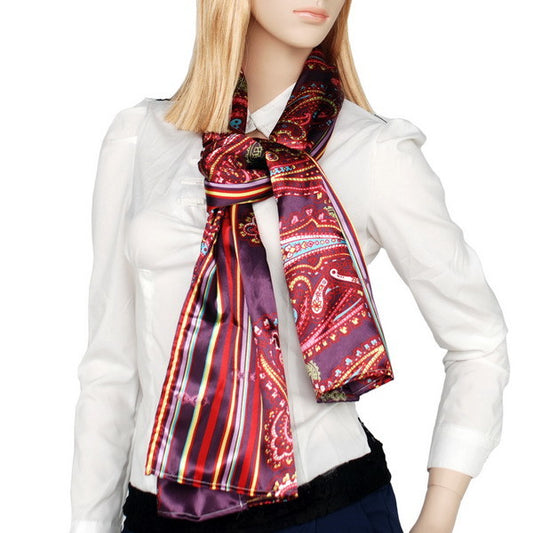Blando Purple Chic Paisley & Stripes Design Fashion Soft Silk Scarf/Wrap/Shawl(Small)