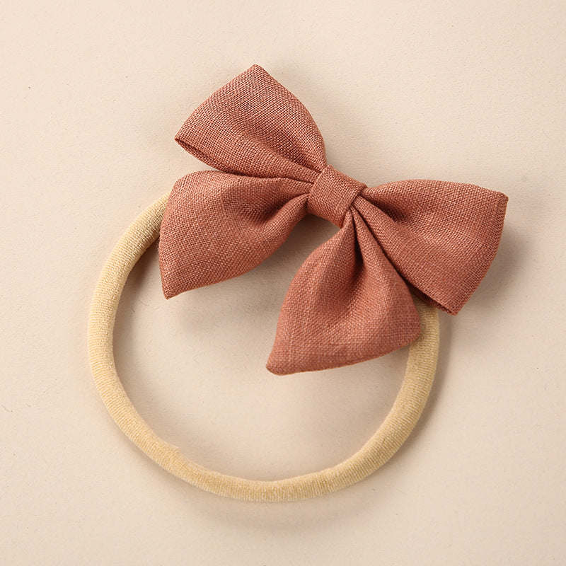 Baby Solid Color 3D Bow Handmade Elastic Headband