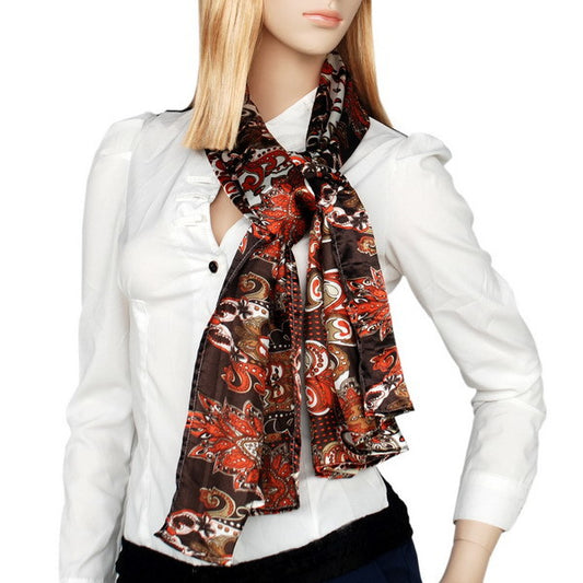 Blando Brown Distinctive Stylish Paisley Pattern Fashion Soft Natural Silky Scarf/Wrap/Shawl(Large)