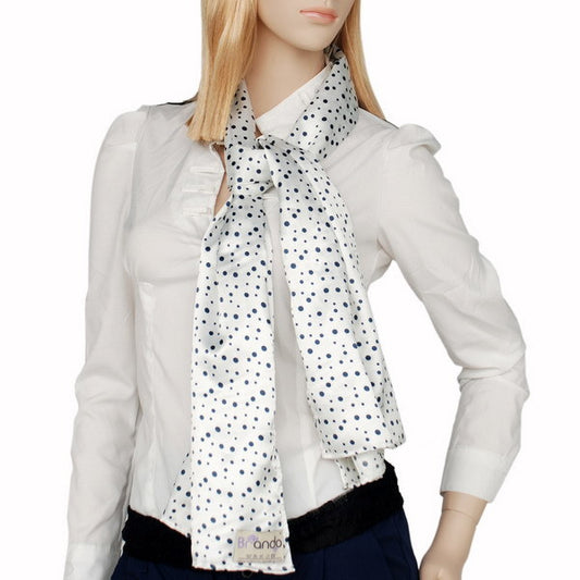 Blando White Background Little Black Dots Douce Extremely Soft Silk Scarf/Wrap/Shawl(Large)