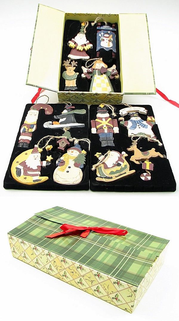 Wooden Christmas Ornament set of 12