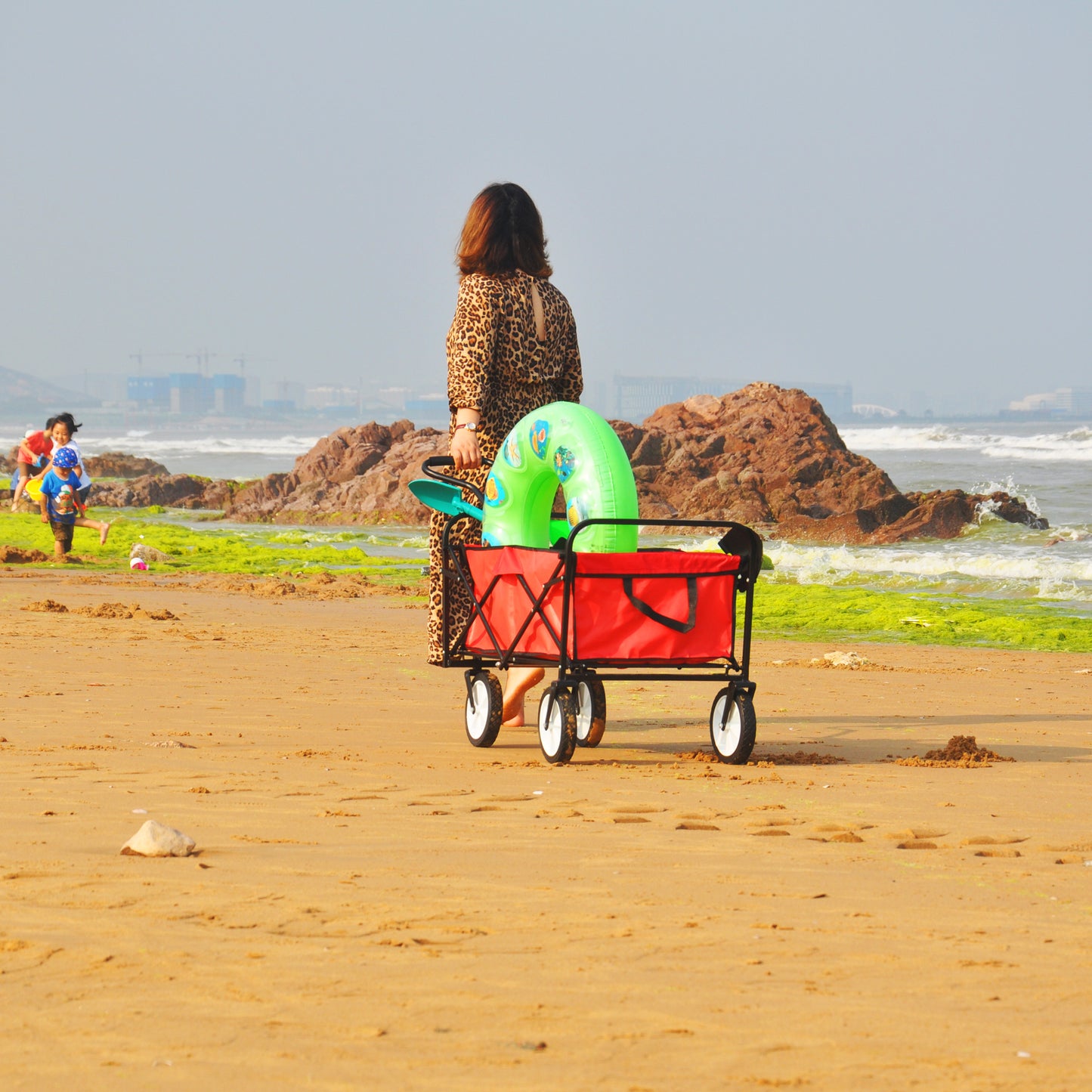 Outdoor Folding Wagon Garden ;  Large Capacity Folding Wagon Garden Shopping Beach Cart ; Heavy Duty Foldable Cart;  for Outdoor Activities;  Beaches;  Parks;  Camping