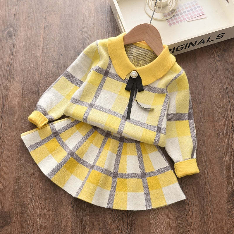 2022 New Girl Sweater Clothes Children Winter Dress Bow Doll Collar Clothes Coat Casual Dress Sweater Christmas Girls Suits