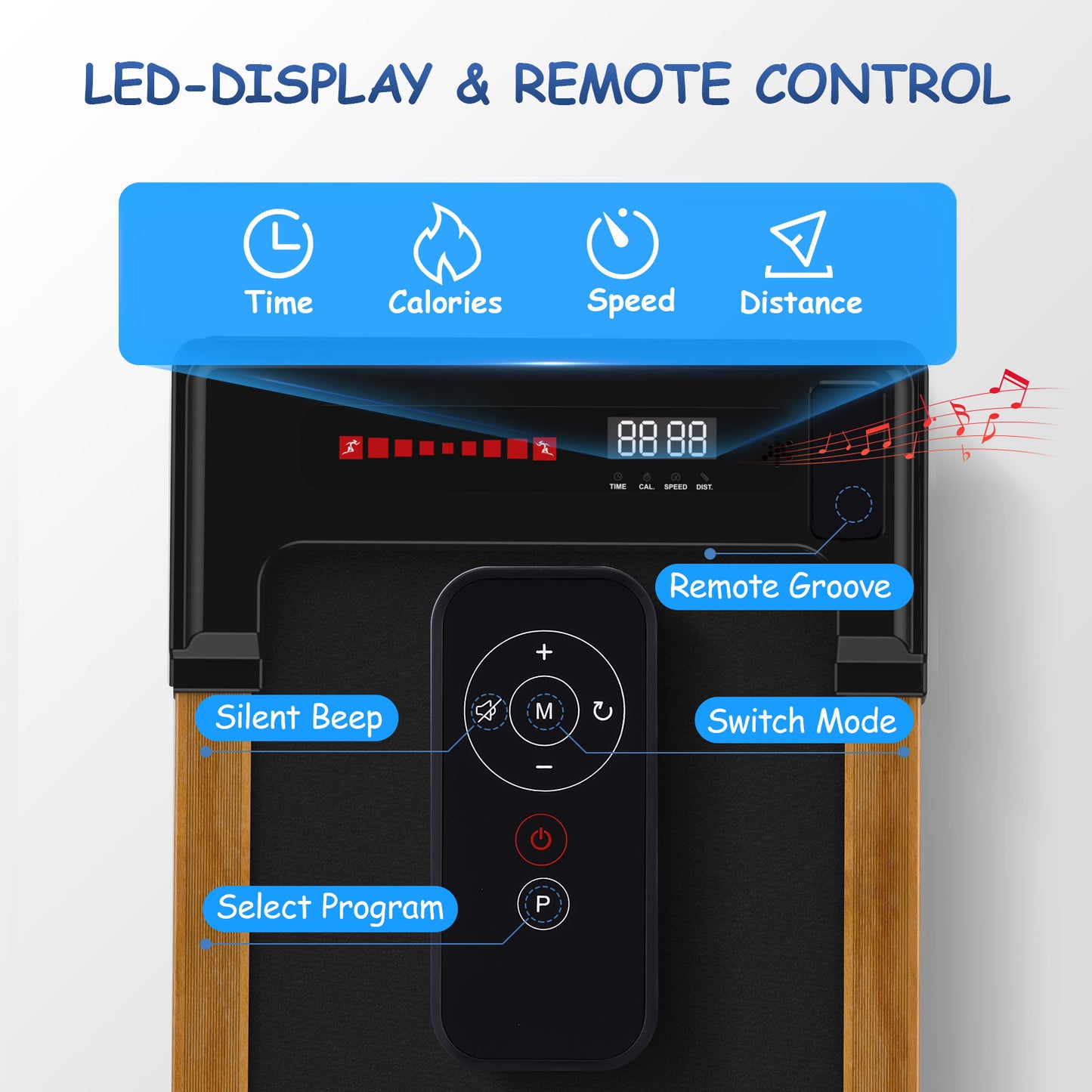 Walking Pad Treadmill Under Desk,Portable Mini Treadmill 265 lbs Capacity with Remote Control,Installation-Free Jogging Machine for Home/Office,Bluetooth and LED Display.