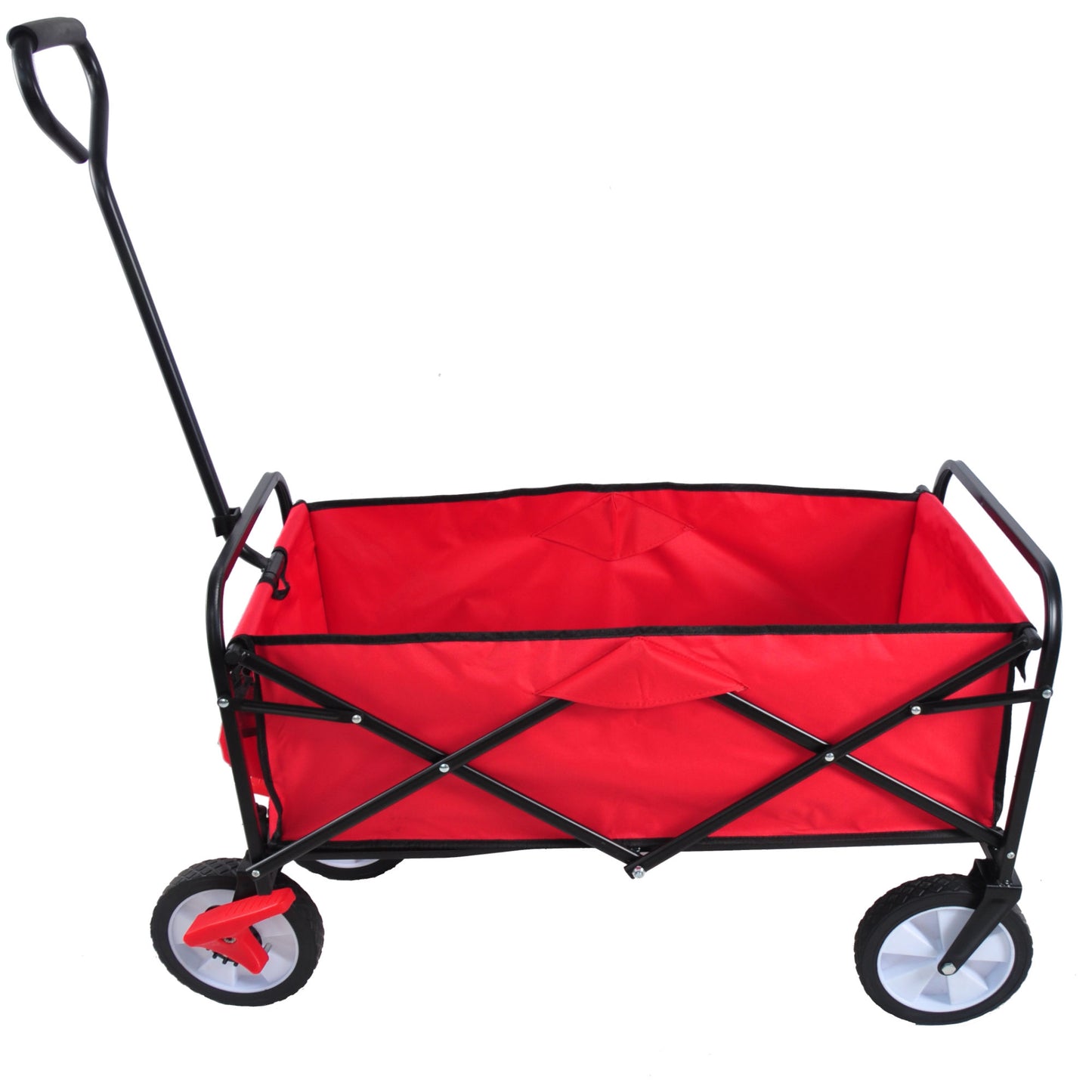 Folding Wagon Garden Shopping Beach Cart (Red)