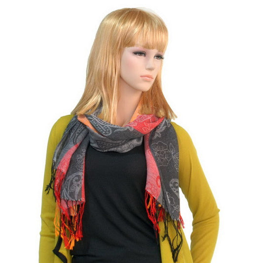 Blancho Bedding -Pa-a82-7 Multi-Colors Rose & Paisley National Style Exquisite Soft Tassel Ends Pashmina/Shawl/Scarf