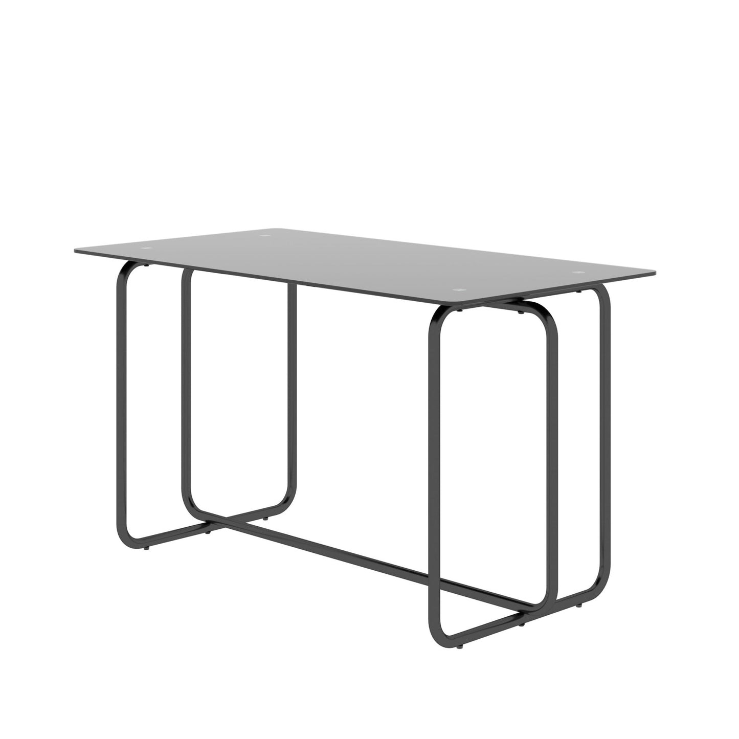 1-piece Rectangle Dining Table with Metal Frame; Tempered Glass Dining Table for Kitchen Room; Black