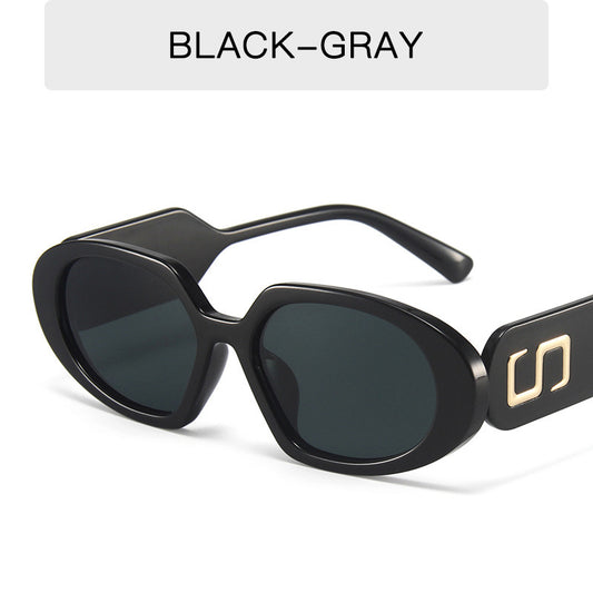 Fashion Oval Sunglasses Women Mental Decoration Glasses Retro Sunglass Female Luxury Designer Eyewear UV400 Sun Glass Shades