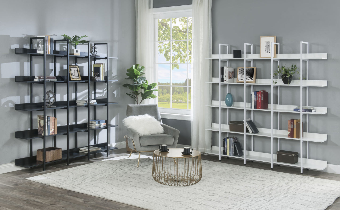 [VIDEO] 5 Tier Bookcase Home Office Open Bookshelf; Vintage Industrial Style Shelf with Metal Frame; MDF Board