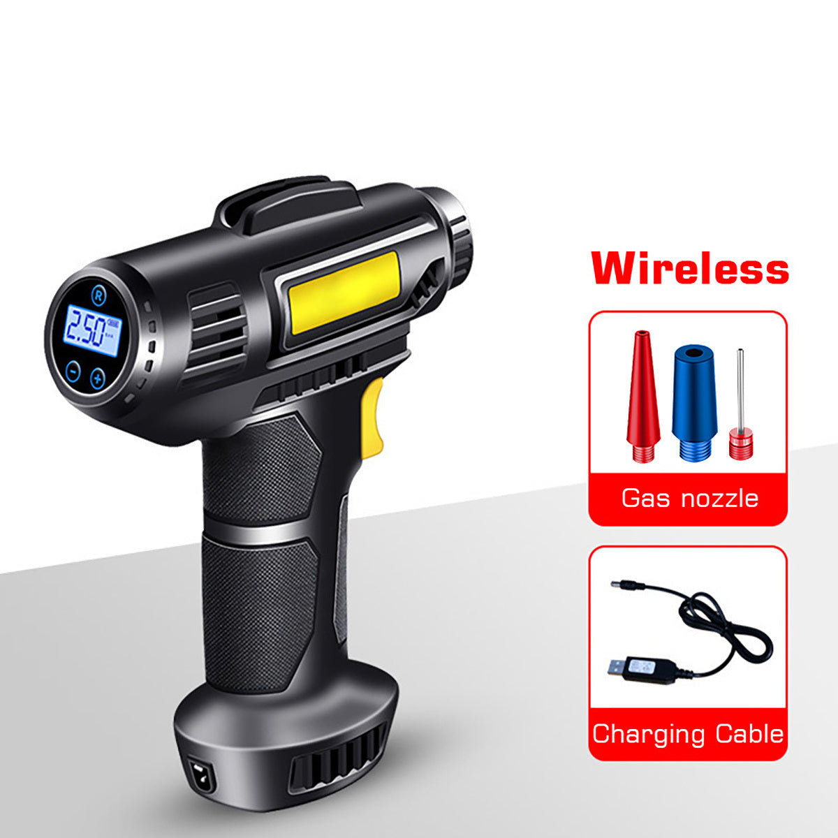 120W Portable Car Air Compressor; Wired/Wireless Handheld Car Inflatable Pump Electric; Automobiles Tire Inflator With LED Light For Car