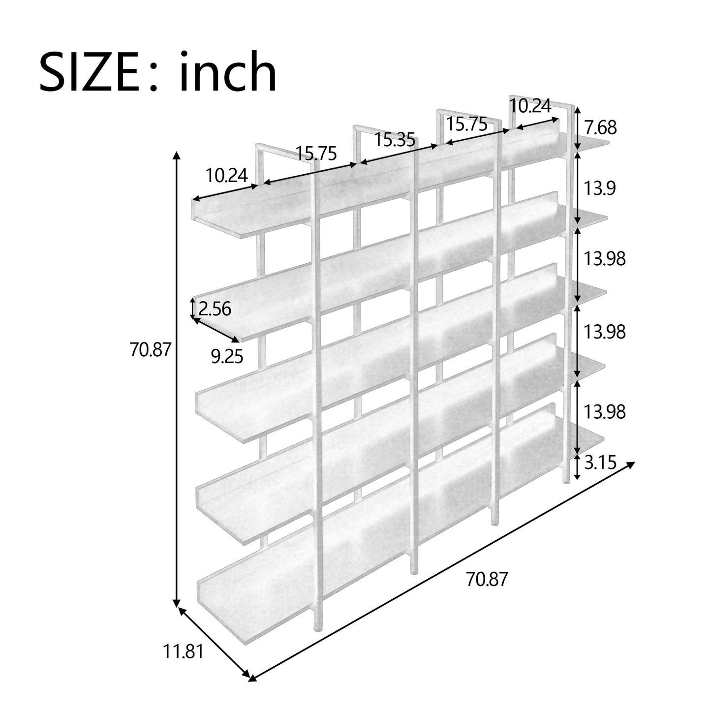 [VIDEO] 5 Tier Bookcase Home Office Open Bookshelf; Vintage Industrial Style Shelf with Metal Frame; MDF Board