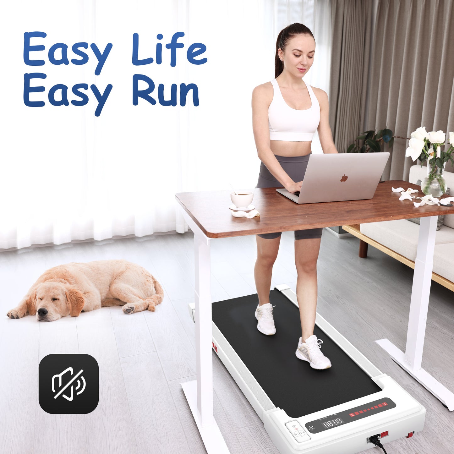 Walking Pad Treadmill Under Desk,Portable Mini Treadmill 265 lbs Capacity with Remote Control,Installation-Free Jogging Machine for Home/Office,Bluetooth and LED Display.