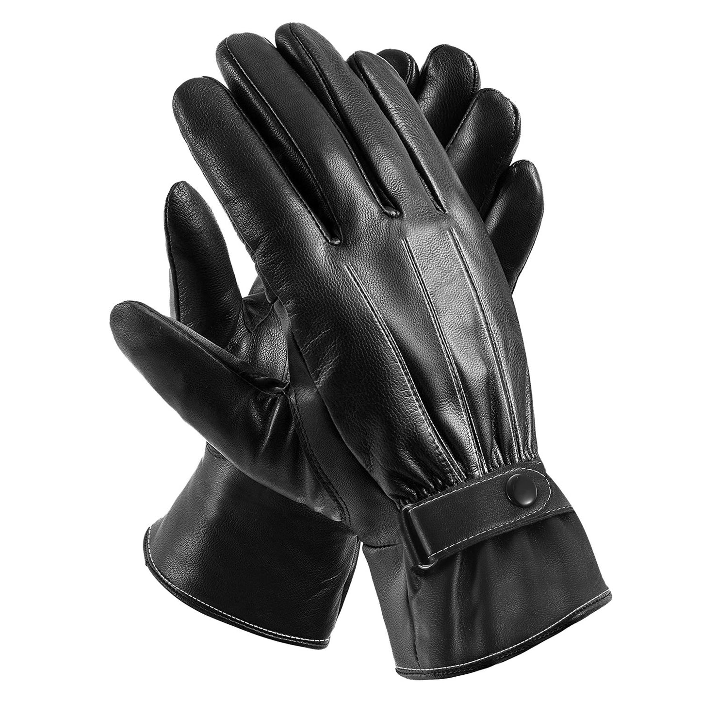 Men's Leather Winter Gloves Touchscreen Outdoor Windproof Cycling Skiing Warm Gloves