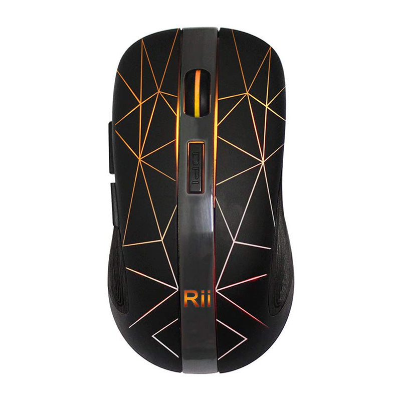 Rii RM200 Wireless Mouse,2.4G Wireless Mouse 5 Buttons Rechargeable Mobile Optical Mouse with USB Nano Receiver,3 Adjustable DPI Levels,Colorful LED Lights for Notebook,PC,Computer-Black