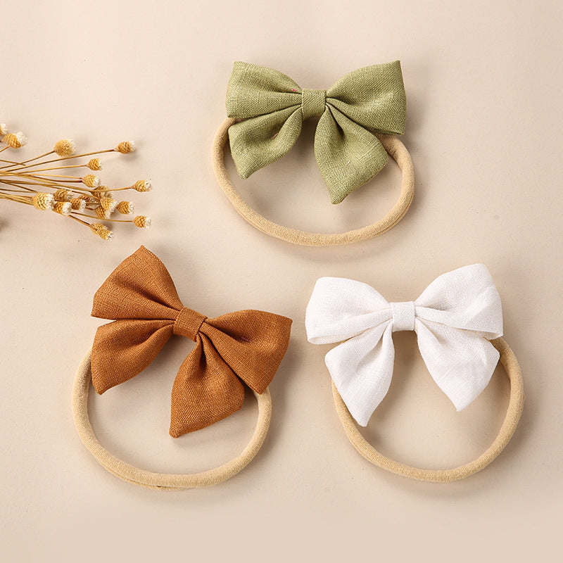 Baby Solid Color 3D Bow Handmade Elastic Headband