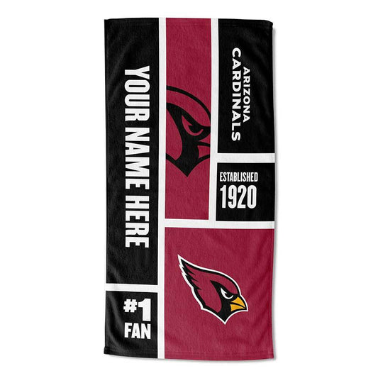 [Personalization Only] Cardinals Colorblock Personalized Beach Towel