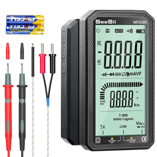 Digital Multimeter 4.7In LCD DC/AC Current Voltage Measurement Capacitance Resistance Measuring Meter NCV Tester