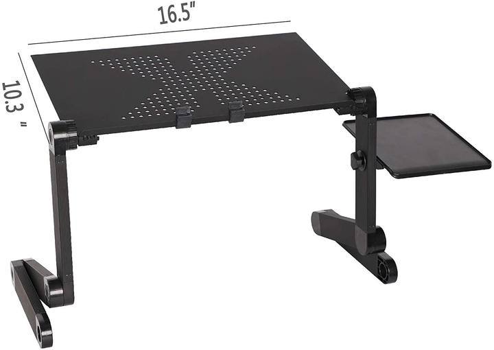 Bosonshop Foldable Aluminum Laptop Desk Adjustable Portable Laptop Table Stand with Mouse Pad Ergonomic Desk for Bed and Sofa (No Cooling Fan)