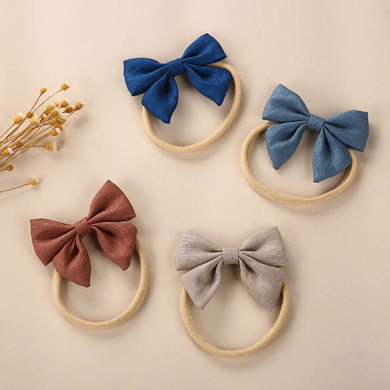 Baby Solid Color 3D Bow Handmade Elastic Headband