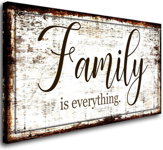 Family is Everything Wall Decor-Rustic Family Quote Print Canvas for Farmhouse-Family Signs Canvas Wall Art-Retro Artwork Wall Decoration for Living Room,Bedroom,Dining Room,Office,Home Decor 20"x40"