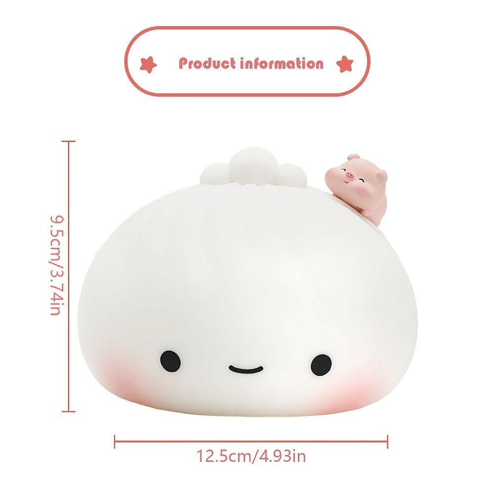 1pc Cute Dumpling Night Light, Silicone Cute Bun Lamp With Touch Control, Kawaii Nursery Light For Room Bedroom Home Decor, Valentine's Day Birthday Gift