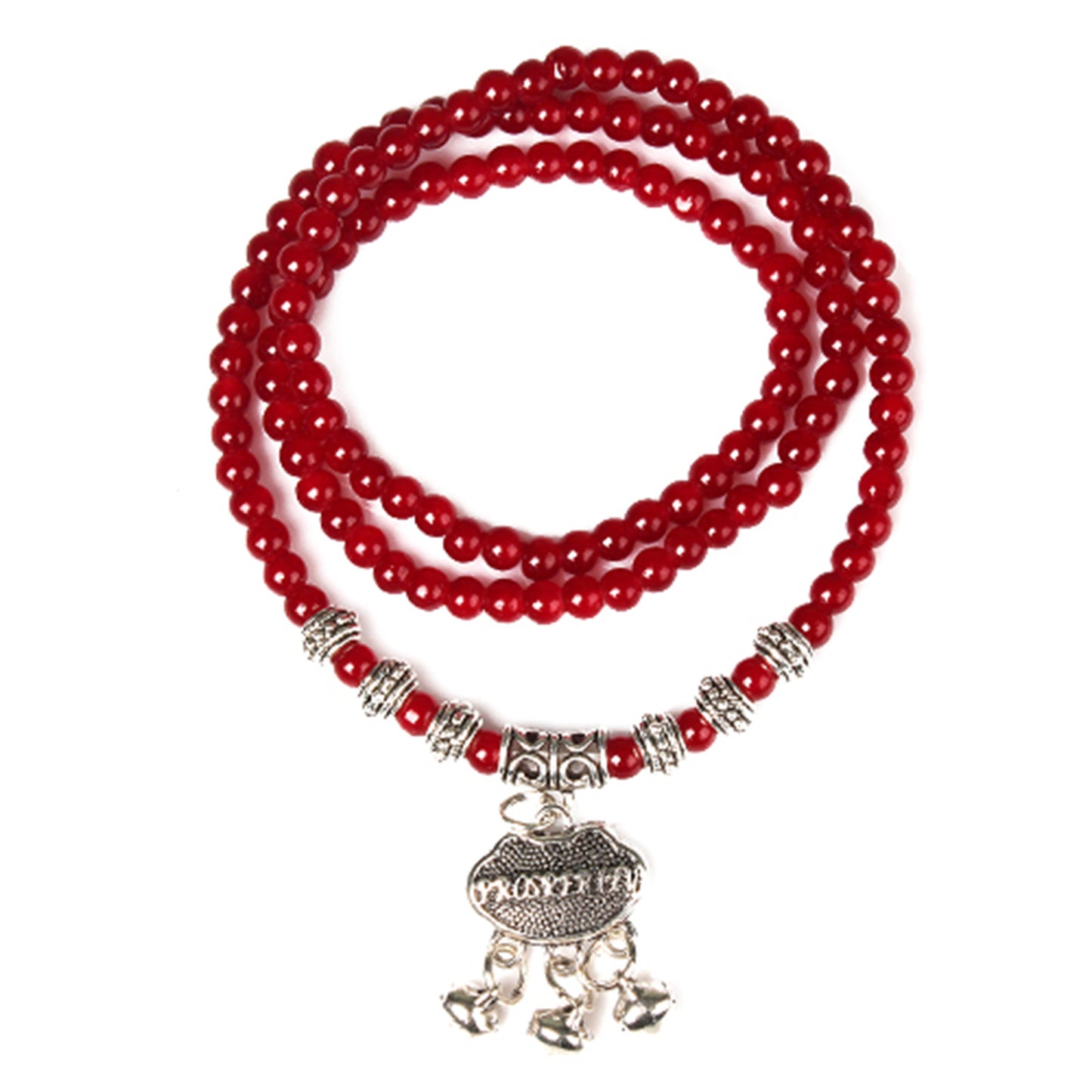 Red Agate Beaded Good Lock Bracelet