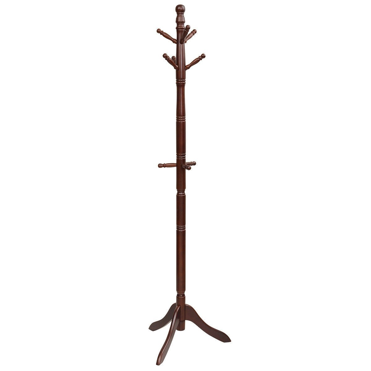 Entryway Adjustable Free Standing Wooden Coat Rack Brown