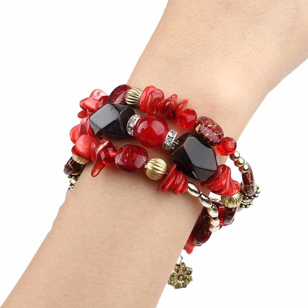 Women Boho Multilayer Irregular Crystal Beads Charm Bracelets Vintage Jade Stone Bracelets Yoga Bangles Ethnic Jewelry