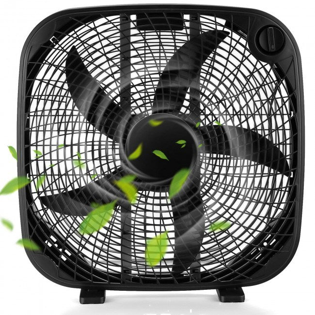 20 Inch Box Portable Floor Fan with 3 Speed Settings and Knob Control