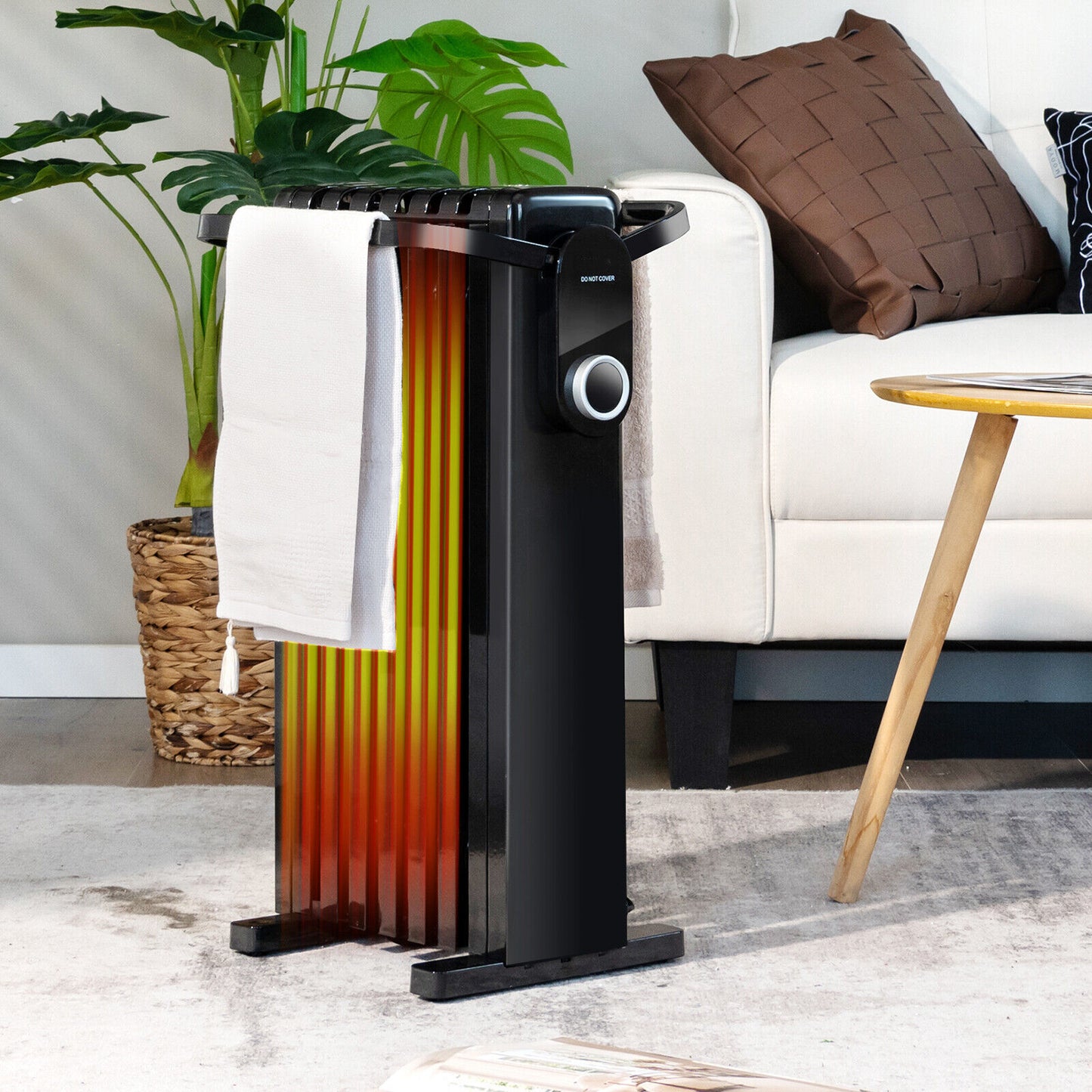 1500W Electric Space Heater Oil Filled Radiator Heater with Foldable Rack