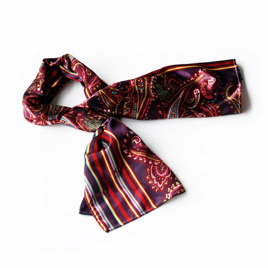 Blando Purple Chic Paisley & Stripes Design Fashion Soft Silk Scarf/Wrap/Shawl(Small)