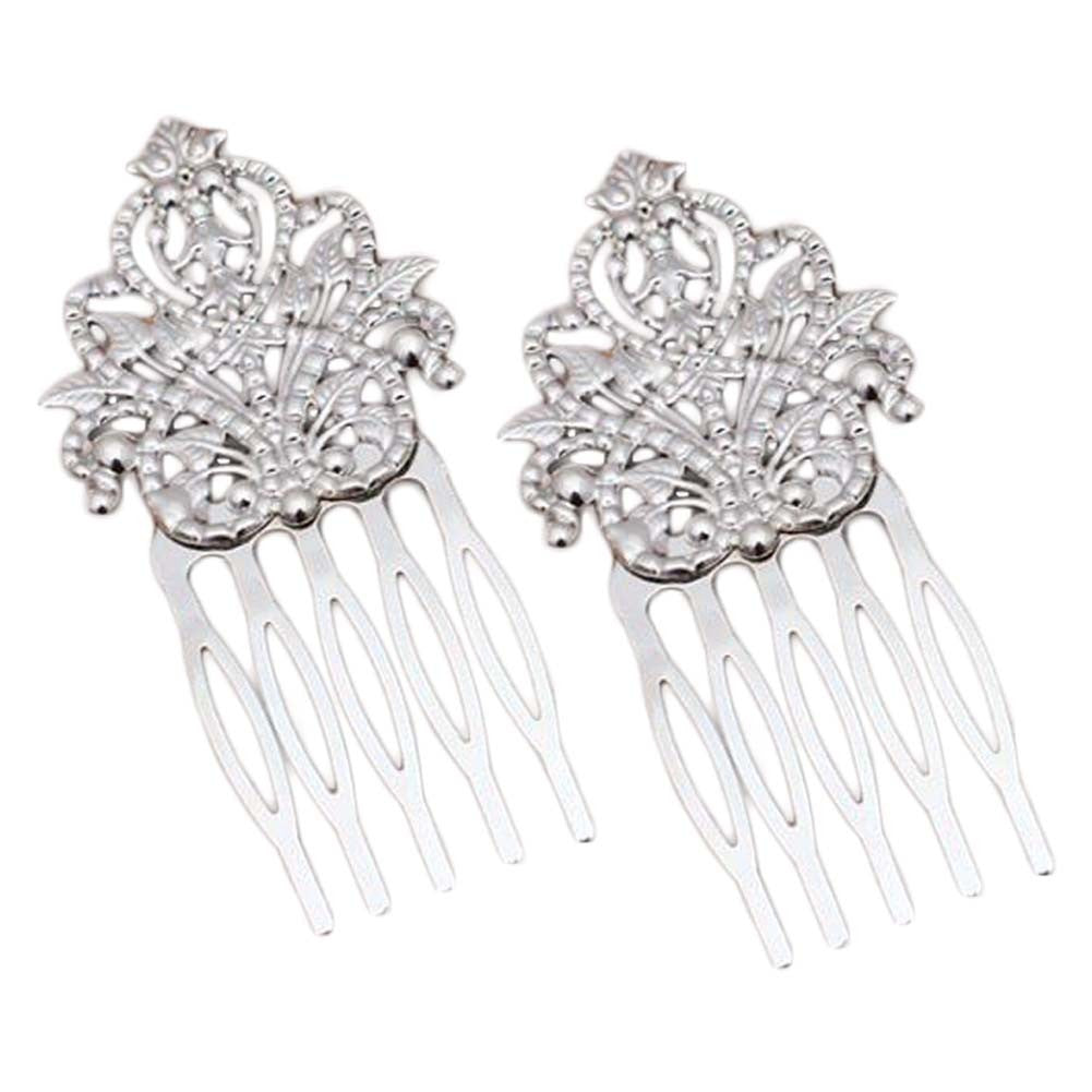 3 Pcs Silver Metal Side Comb Dunhuang Hair Ornaments Hairpin Decorative Bridal Hair pieces Hair Pin