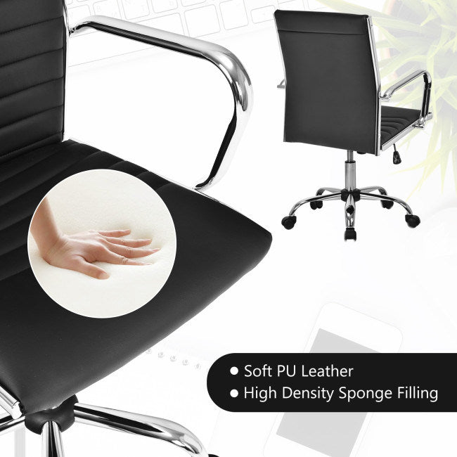 PU Leather Office Chair High Back Conference Task Chair with Armrests