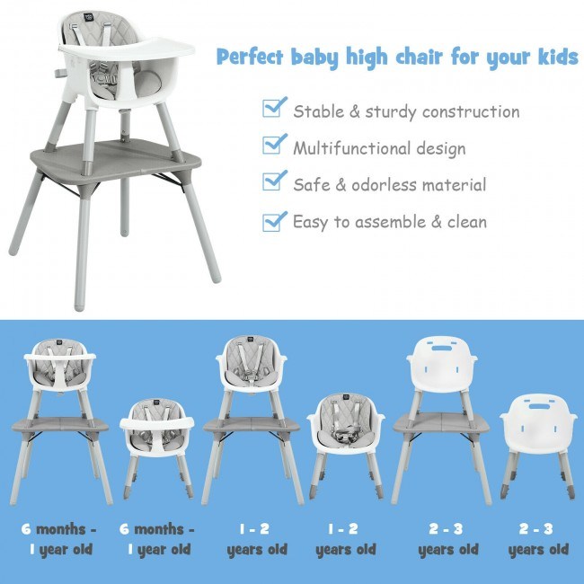 4 in 1 Baby Convertible Toddler Table Chair Set with PU Cushion