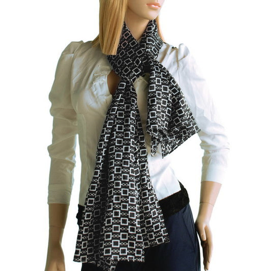 Blando Black Square Chain Design Fashion Luxuriant Silky Scarf/Wrap/Shawl(Small)