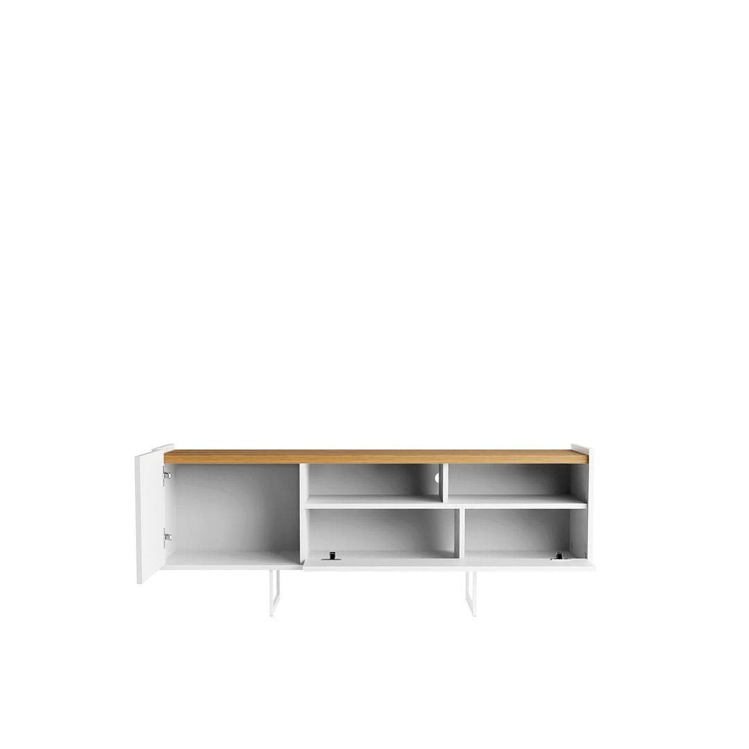 Manhattan Comfort Winston 53.14 TV Stand with 4 Shelves in White and Cinnamon