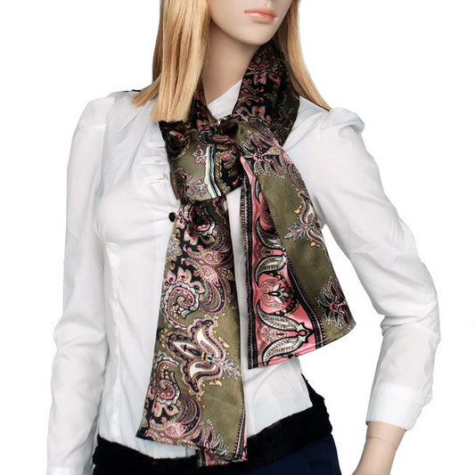 Blando Brown Paisley Patterns Revitalized Style Soft Silk Scarf/Wrap/Shawl(Large)
