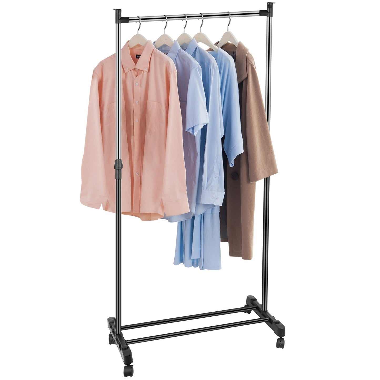 33lbs Garment Racks 3.12ft-4.80ft Height Adjustable Clothes Stand Foldable Clothes Hanger with Wheels