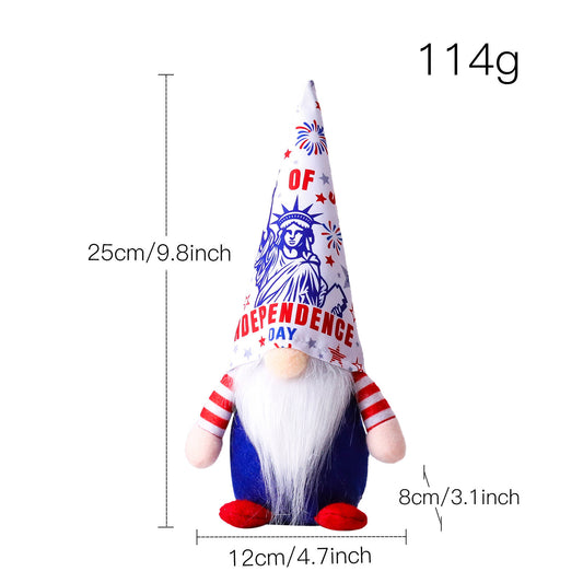 Independence Day Liberty Rudolph Doll Fan Flag American National Day Goddess Statue Hat Faceless Doll Outdoor Festive Decoration