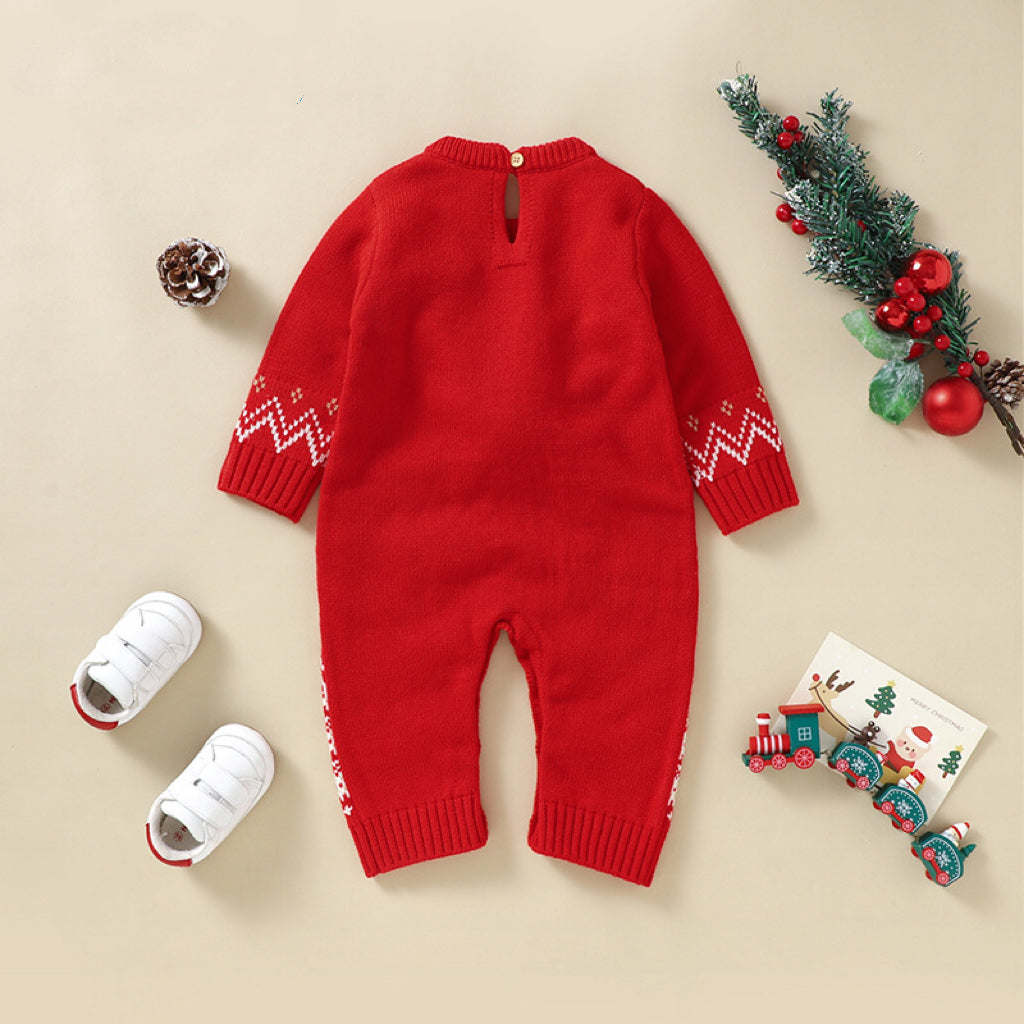 Baby Cute Christmas Elk Pattern Autumn Winter New Style Romper