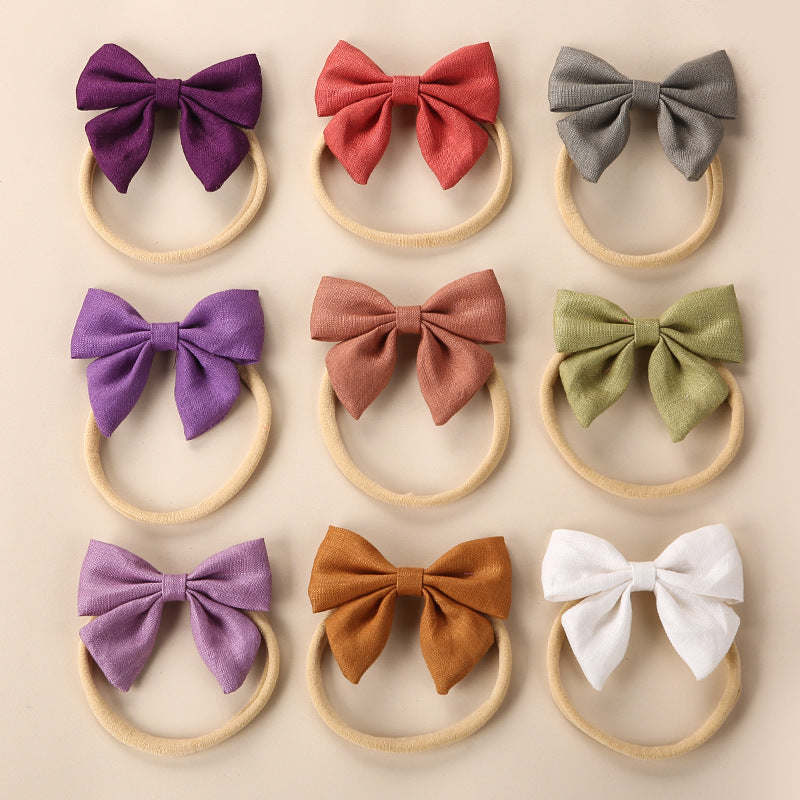 Baby Solid Color 3D Bow Handmade Elastic Headband